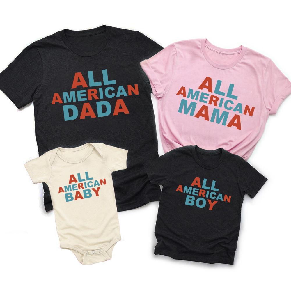 All American Independence Day Family Matching Shirts