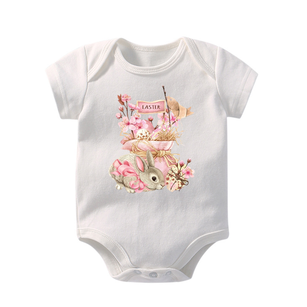 Cute Easter Pink Bunny Baby Bodysuit