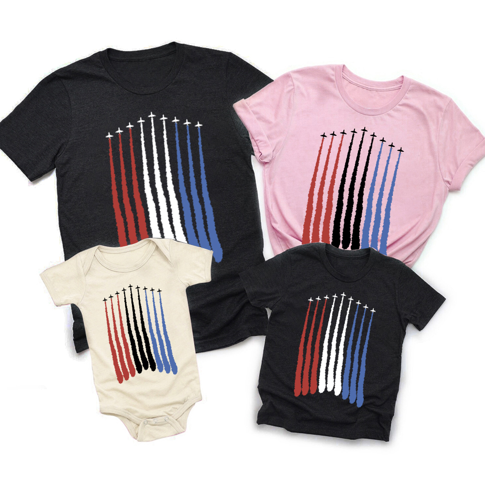 Red White Blue Air Force Flyover Family Shirts