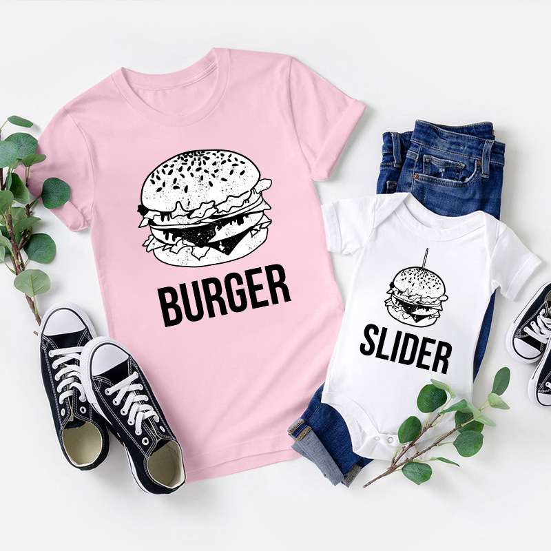 Matching First Father's Day Bodysuit & Shirts (Burger&Slider)
