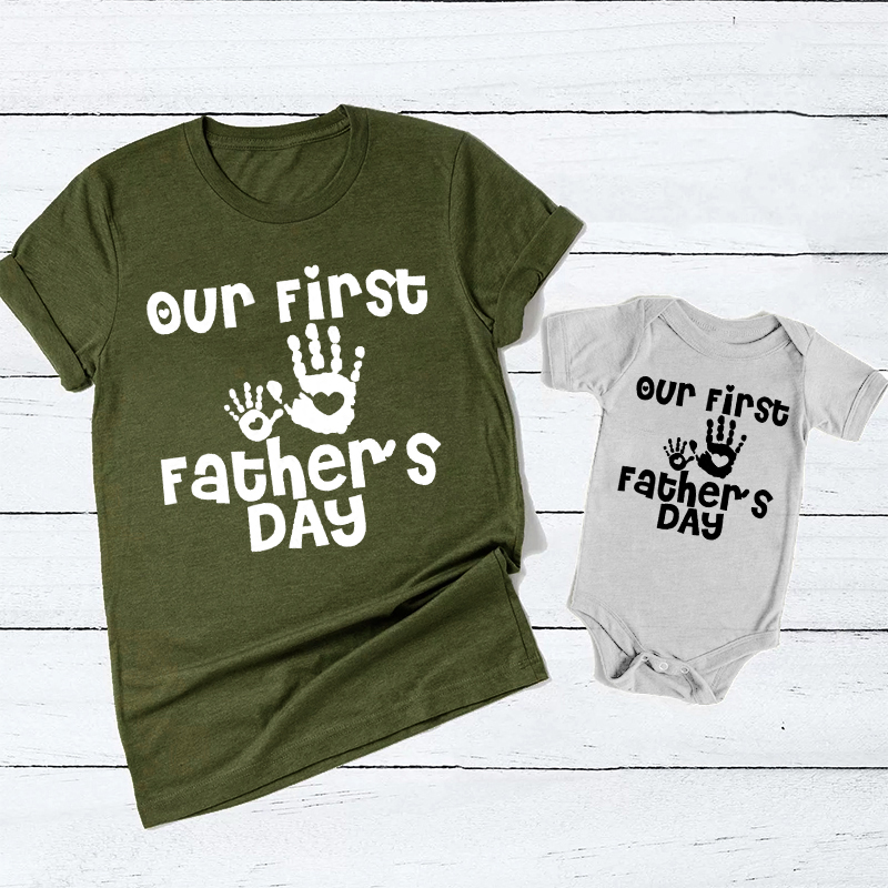 Our First Father's Day Handprint Matching Shirts