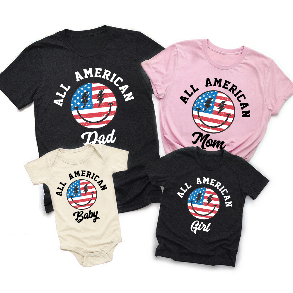 All American Smiley Face Family Shirts