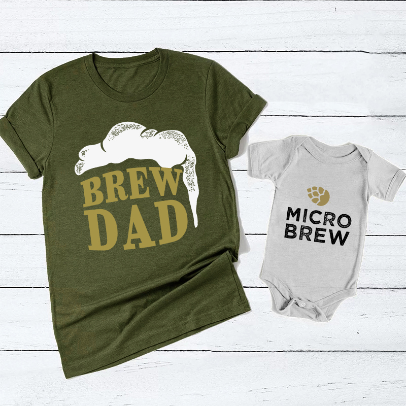 Matching First Father's Day Bodysuit & Shirts (Brew Dad&Miceo Brew)