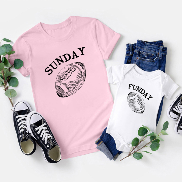 Matching First Father's Day Football Bodysuit & Shirts