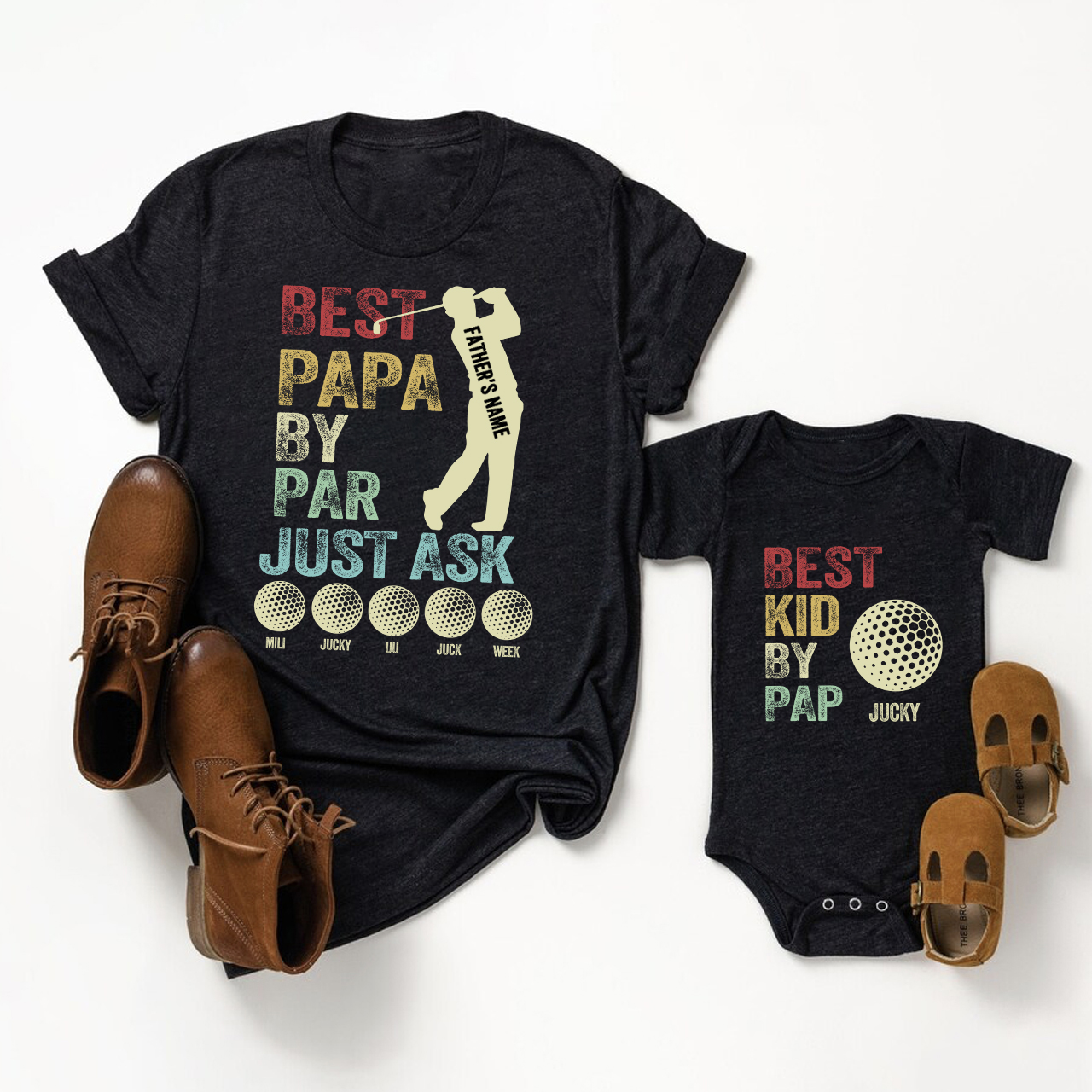 Best Papa By Par Just Ask Matching Shirt & Baby Bodysuit