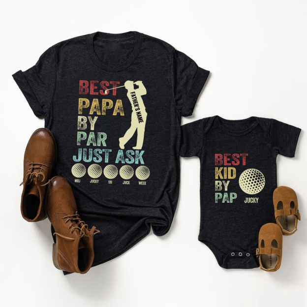 Best Papa By Par Just Ask Matching Shirt & Baby Bodysuit