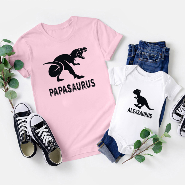 Custom Father's Day Matching Shirts-Papa Saurus