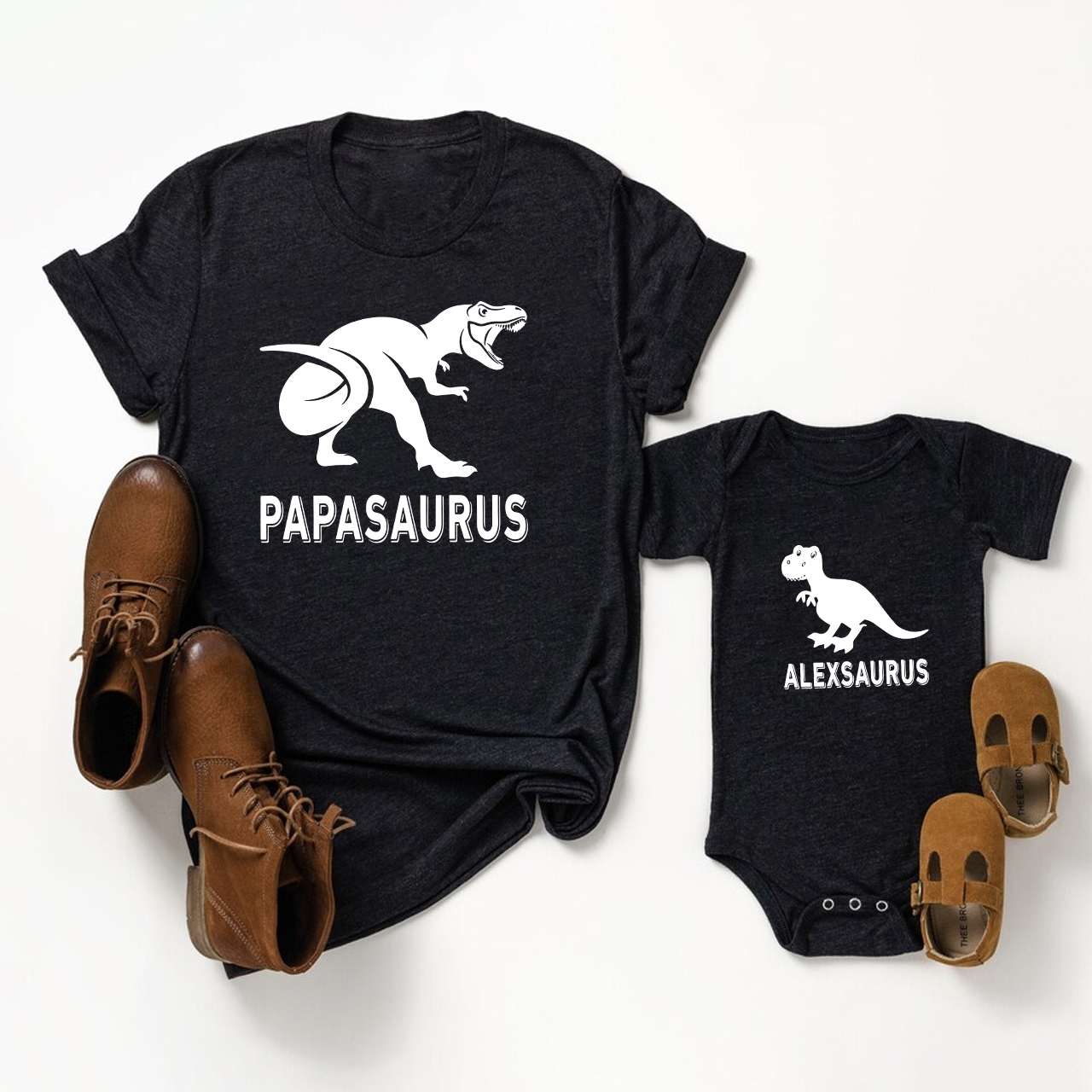 Custom Father's Day Matching Shirts-Papa Saurus