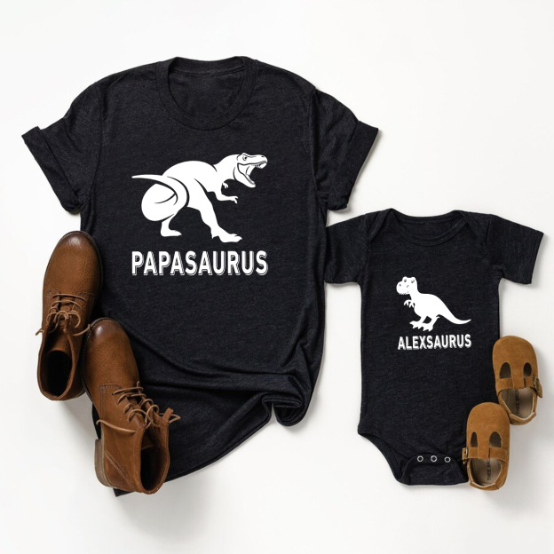 Custom Father's Day Matching Shirts-Papa Saurus