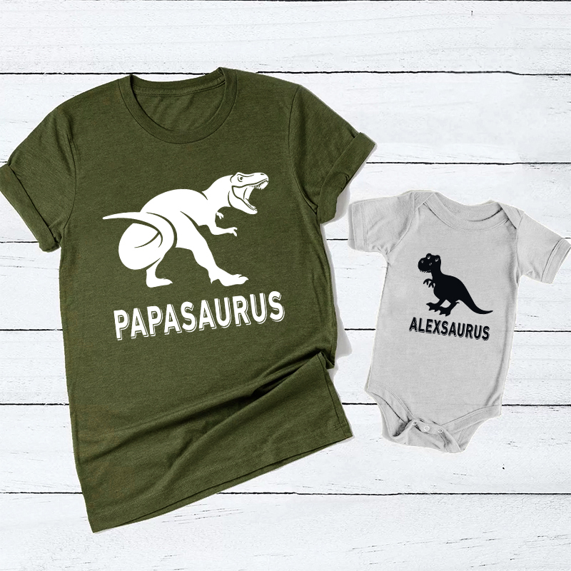 Custom Father's Day Matching Shirts-Papa Saurus