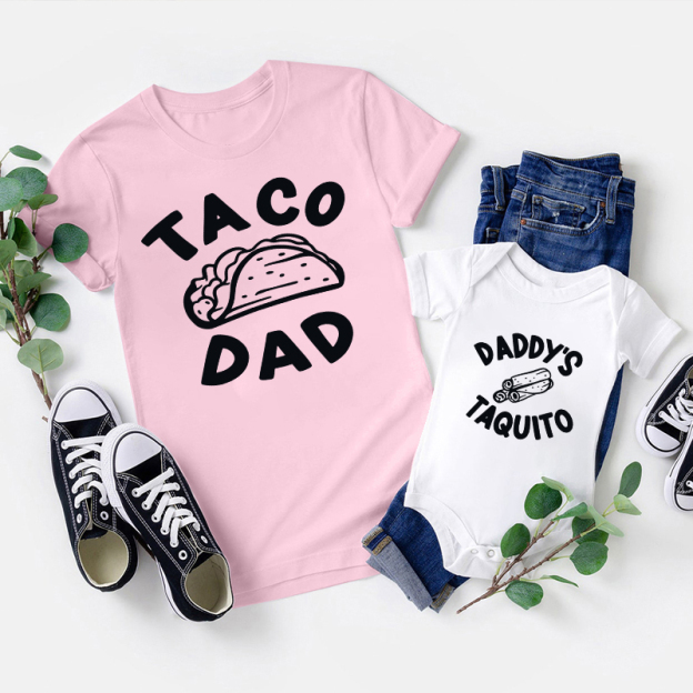 TACO DAD & DADDY'S TAQUITO  Matching Shirts For Dad & Kids