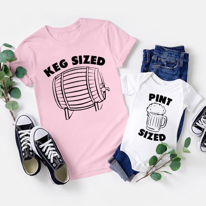 Keg Sized & Pint Sized Father's Day Matching Gift Shirt