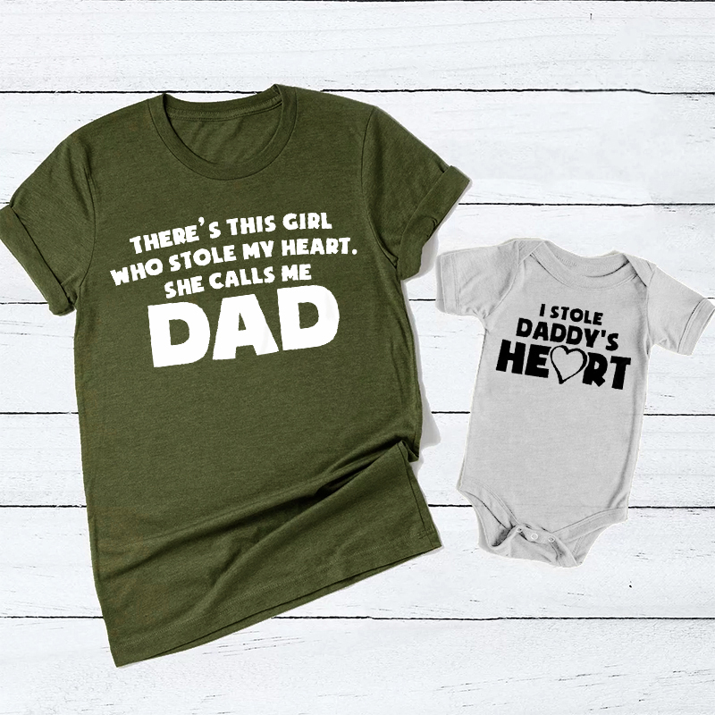There's This Girl Who Stole My Heart Dad and me Matching Gift Shirt