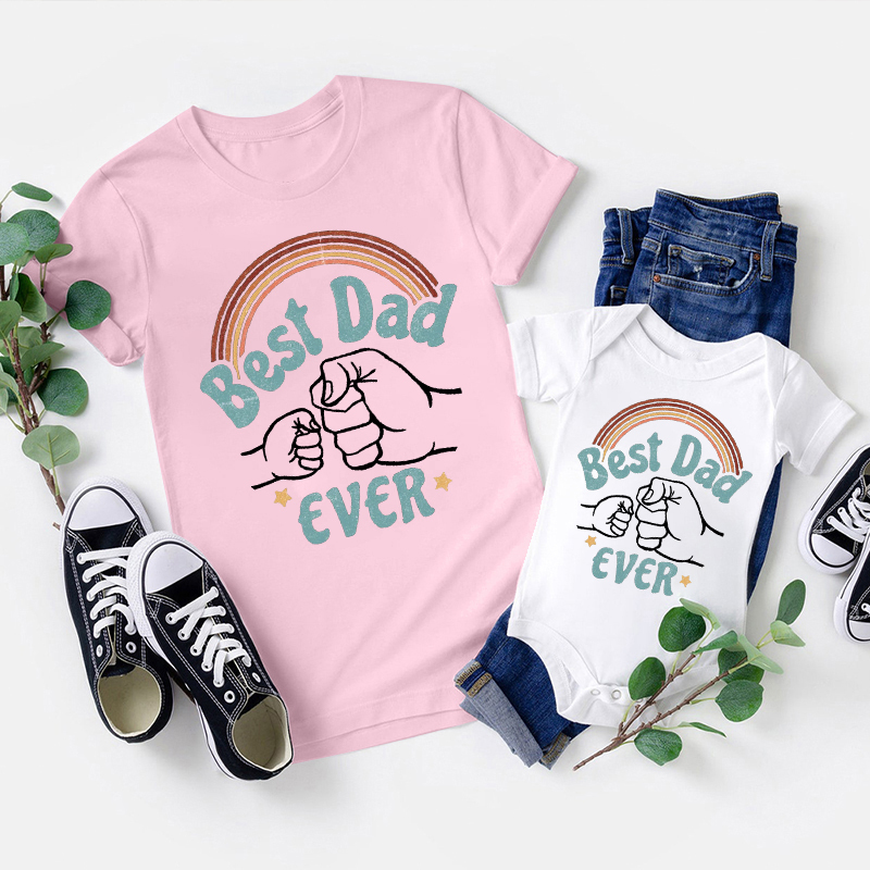 Best Dad Ever Rainbow Matching Father's Day Shirt
