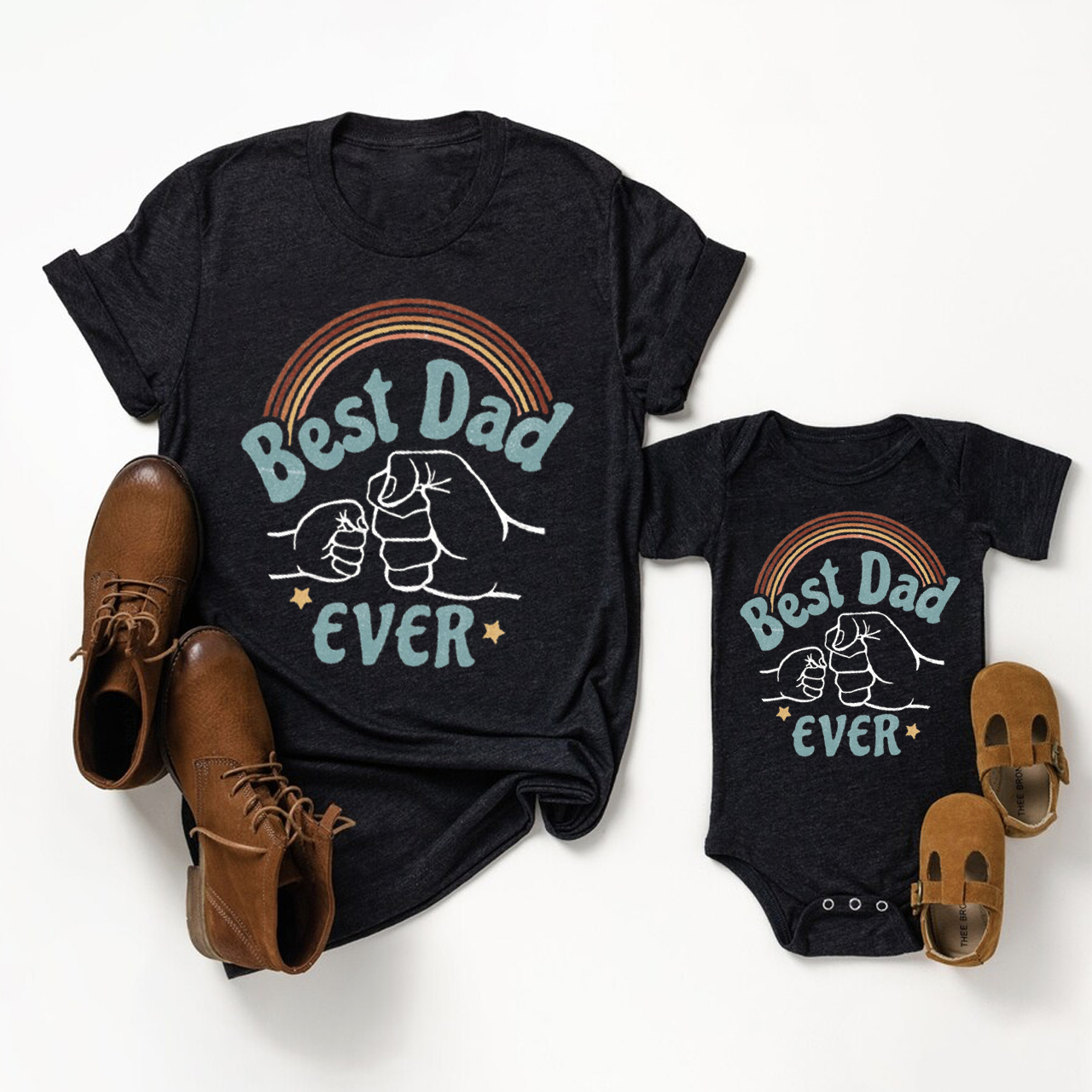 Best Dad Ever Rainbow Matching Father's Day Shirt