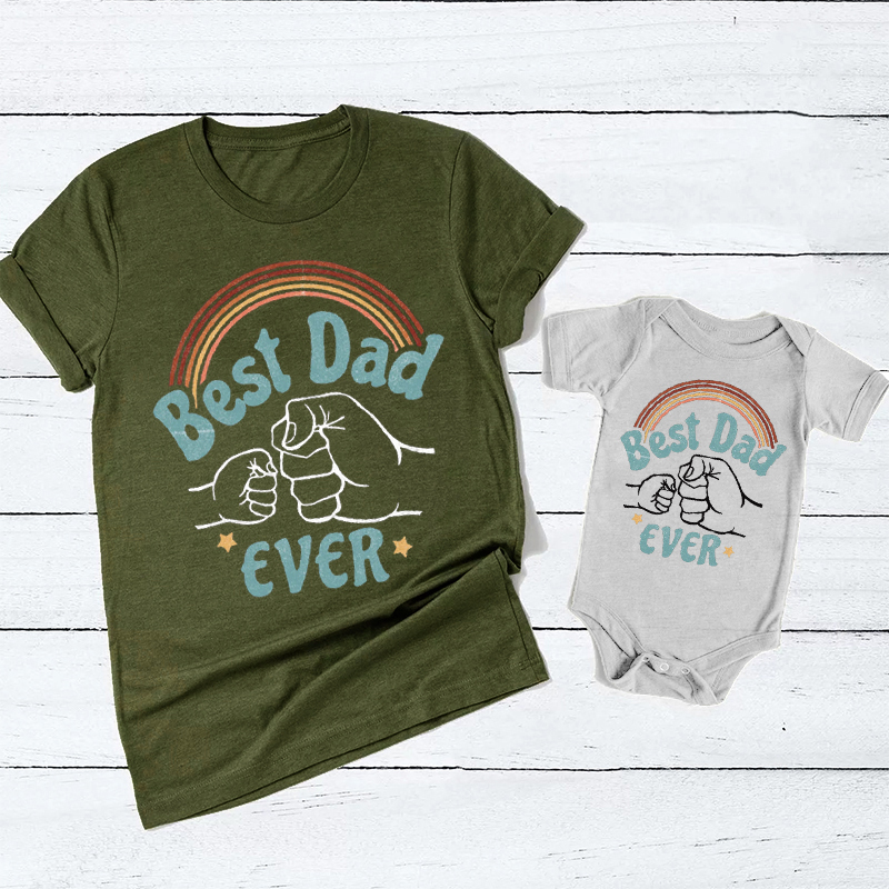 Best Dad Ever Rainbow Matching Father's Day Shirt