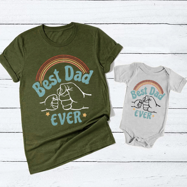 Best Dad Ever Rainbow Matching Father's Day Shirt