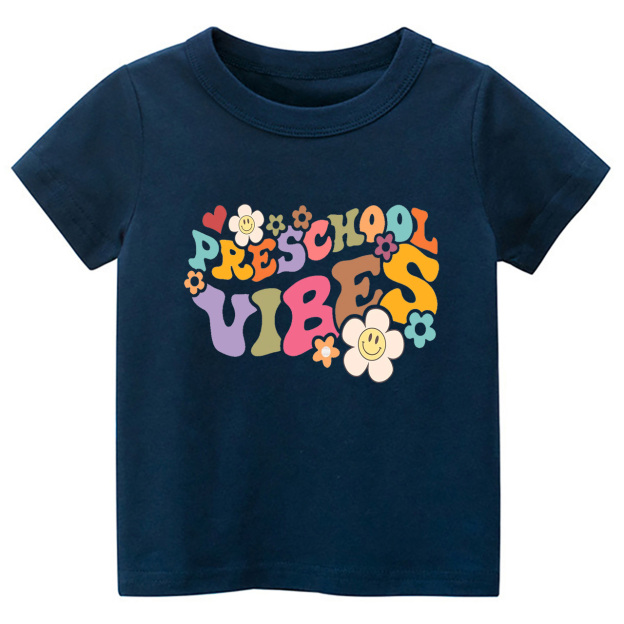 Retro PRESCHOOL Vibes Back To School Shirt For Kids