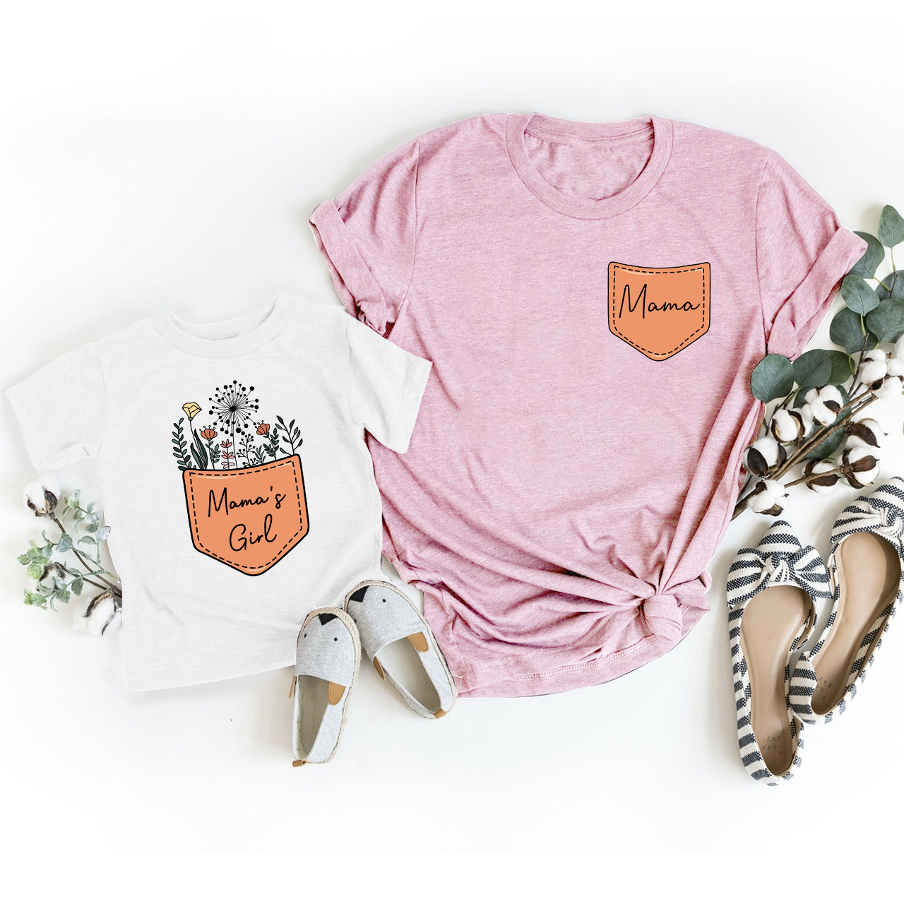 Mama & Mama's Girl Flowers Matching Father's Day Shirt