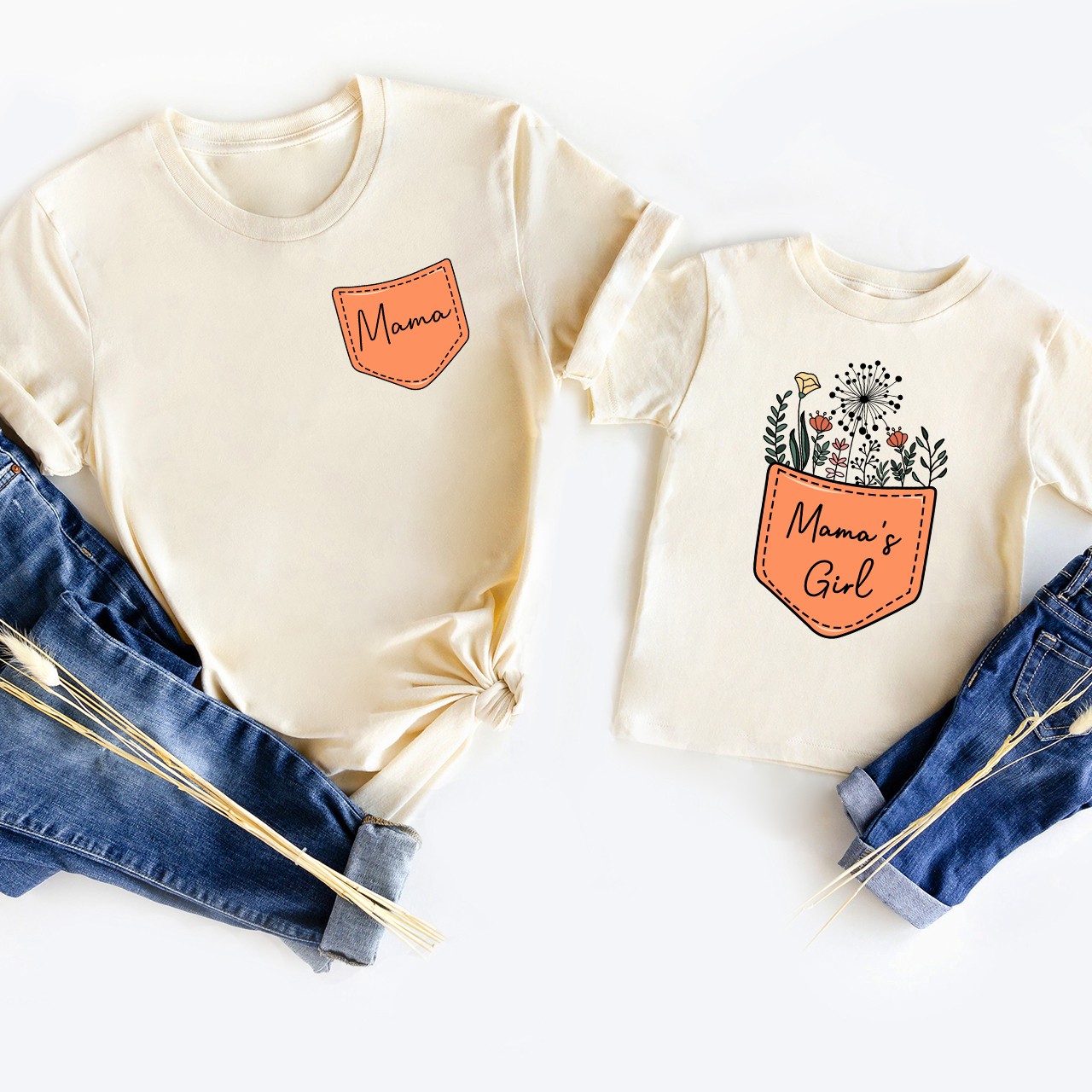 Mama & Mama's Girl Flowers Matching Father's Day Shirt