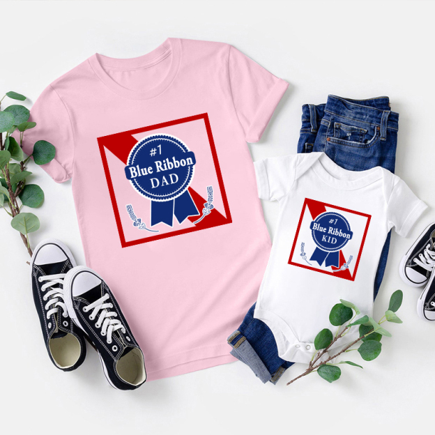 Blue Ribbon Matching Dad and me Shirt