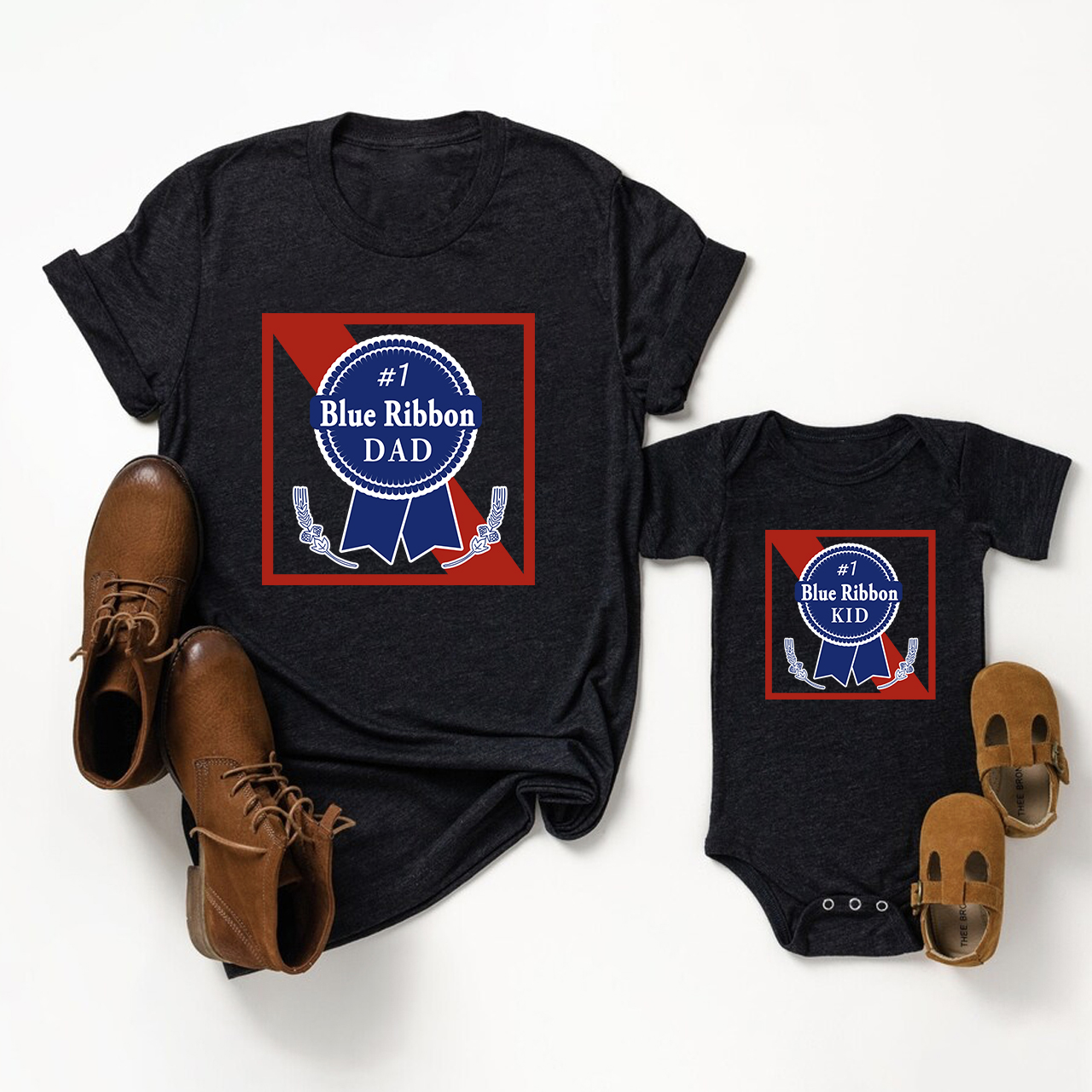 Blue Ribbon Matching Dad and me Shirt