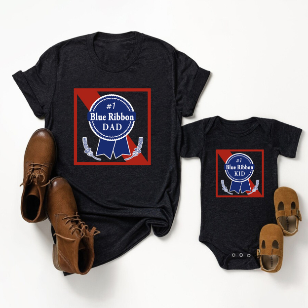 Blue Ribbon Matching Dad and me Shirt