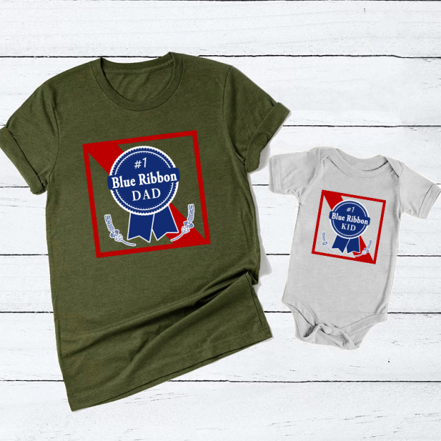 Blue Ribbon Matching Dad and me Shirt