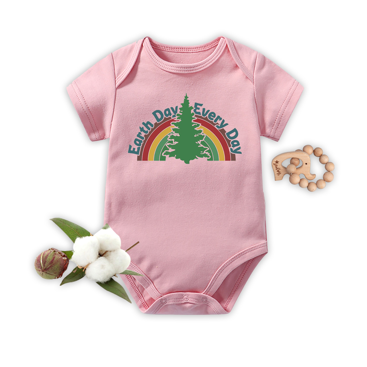 Rainbow&Tree Earth Day Baby Bodysuit