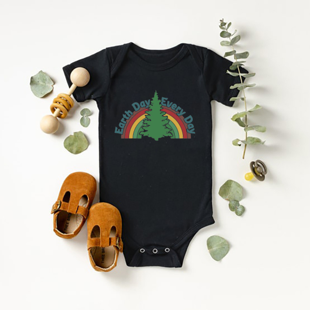Rainbow&Tree Earth Day Baby Bodysuit