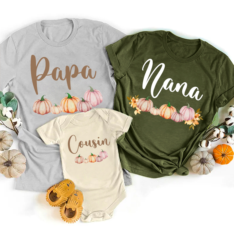 Autumn Boho Pumpkin Family Shirts