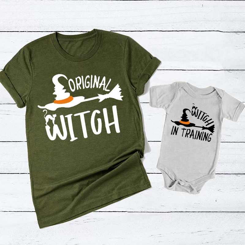 Original Witch & Witch in Training  Matching Halloween Shirts