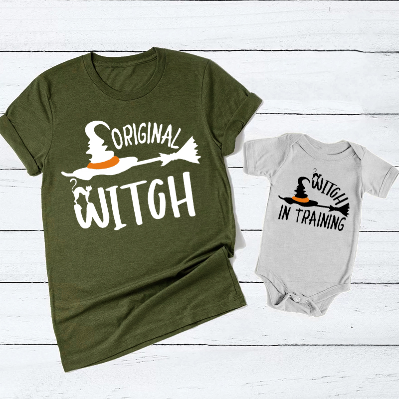 Original Witch & Witch in Training  Matching Halloween Shirts