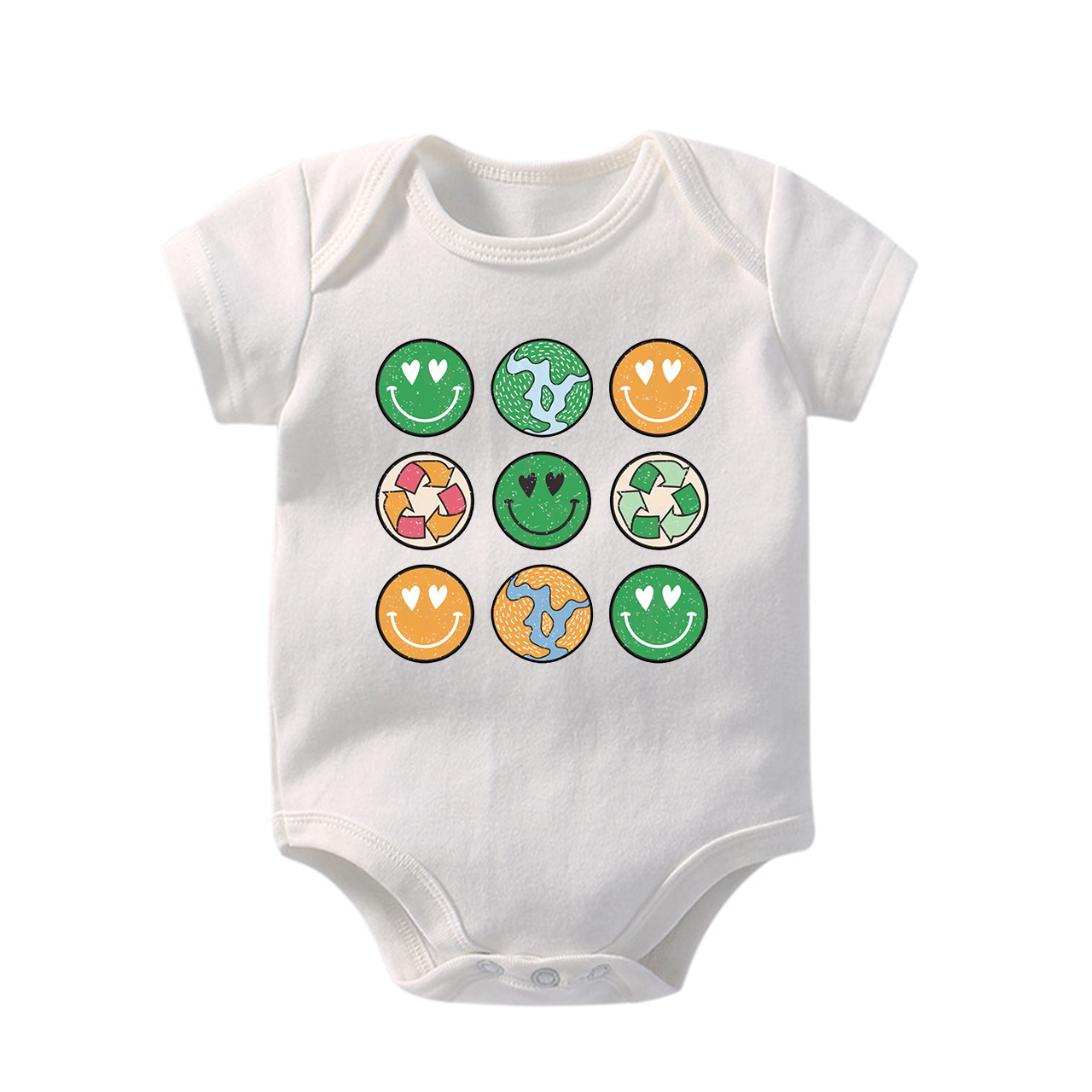 Hippie Smiley Everday Retro Earth Day Baby Bodysuit