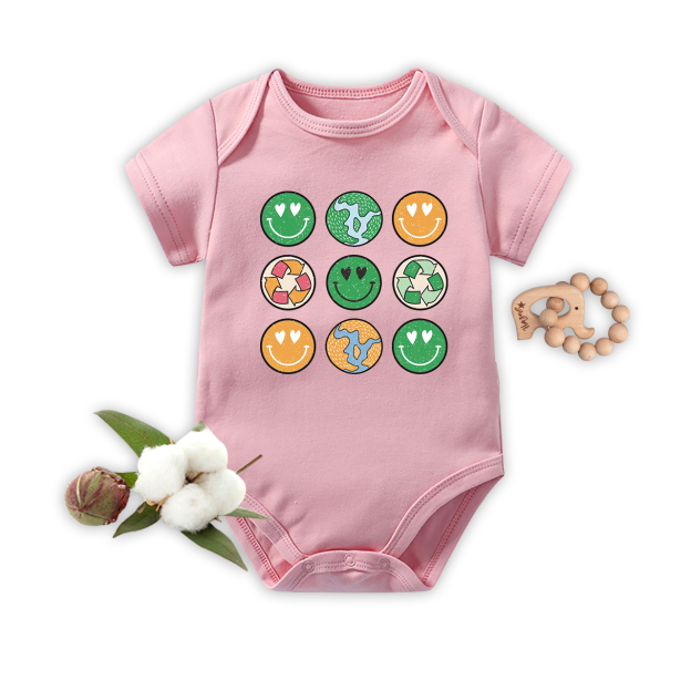 Hippie Smiley Everday Retro Earth Day Baby Bodysuit