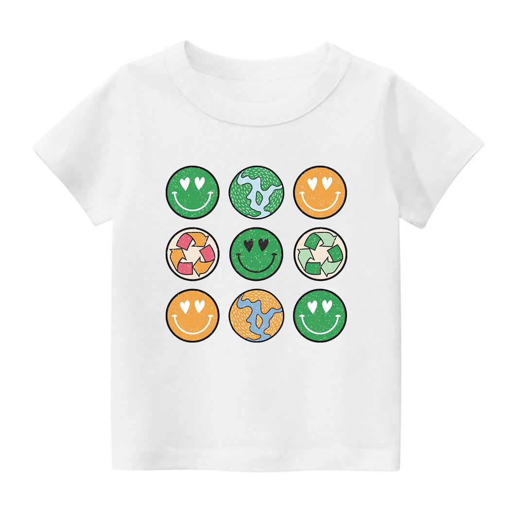Hippie Smiley Everday Retro Earth Day Shirt For Kids