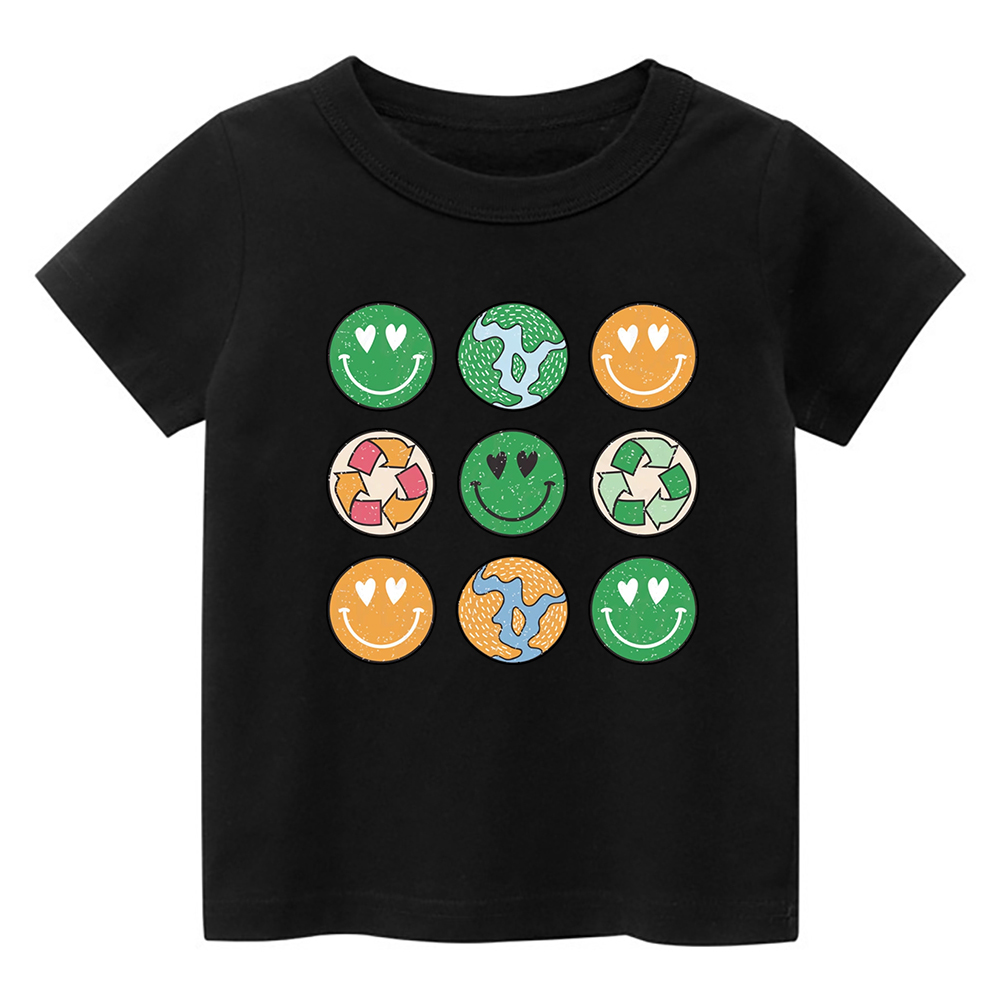 Hippie Smiley Everday Retro Earth Day Shirt For Kids