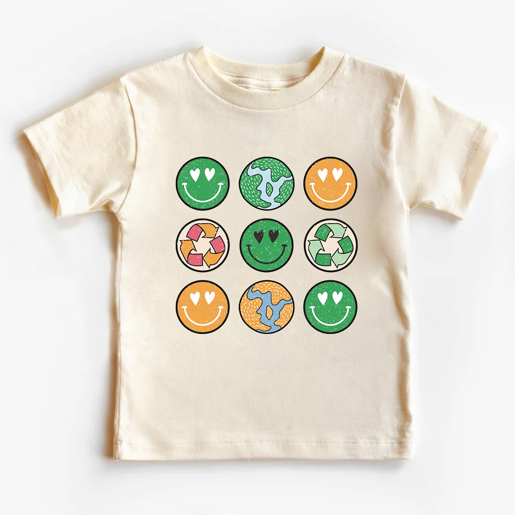 Hippie Smiley Everday Retro Earth Day Shirt For Kids