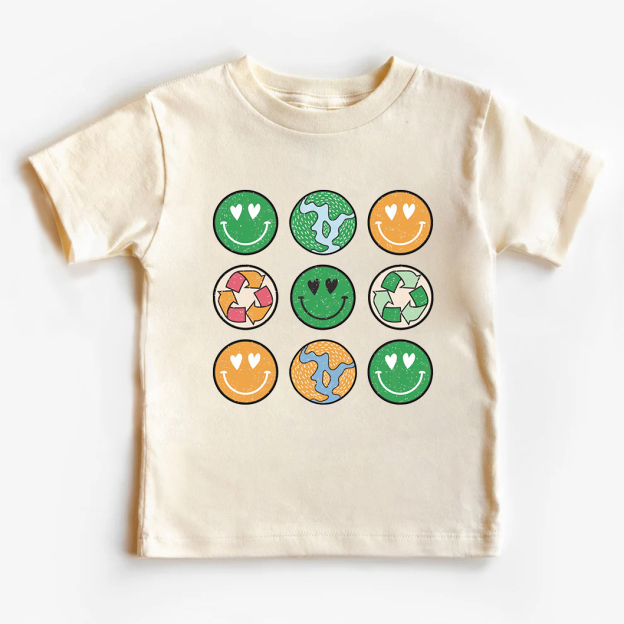 Hippie Smiley Everday Retro Earth Day Shirt For Kids