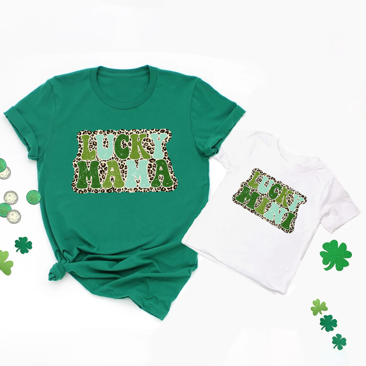 2 Design Lucky Mama Mini St. Patrick's Day Matching Shirts