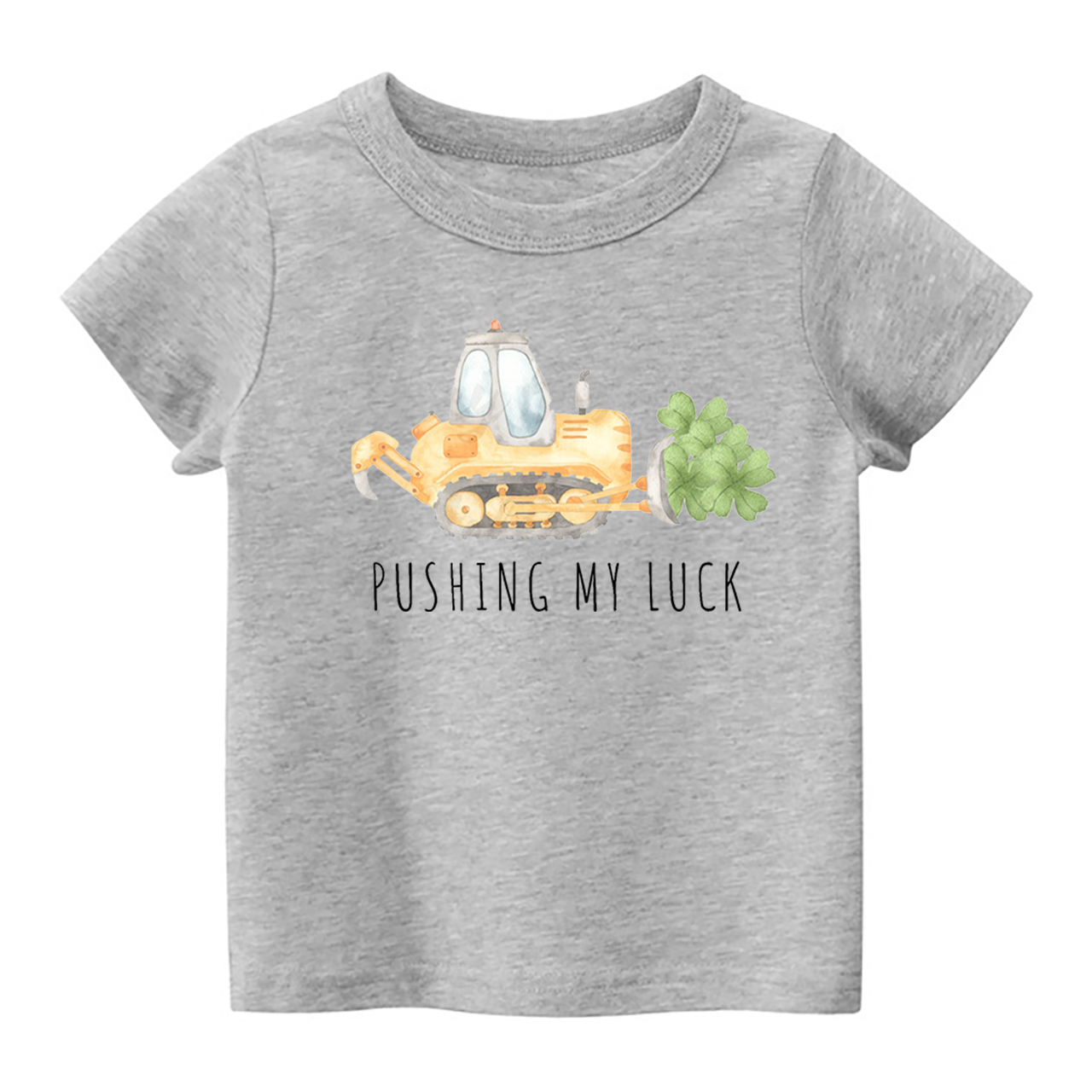 Watercolor Pushing My Luck Construction St. Patrick's Day Shirt For Kids