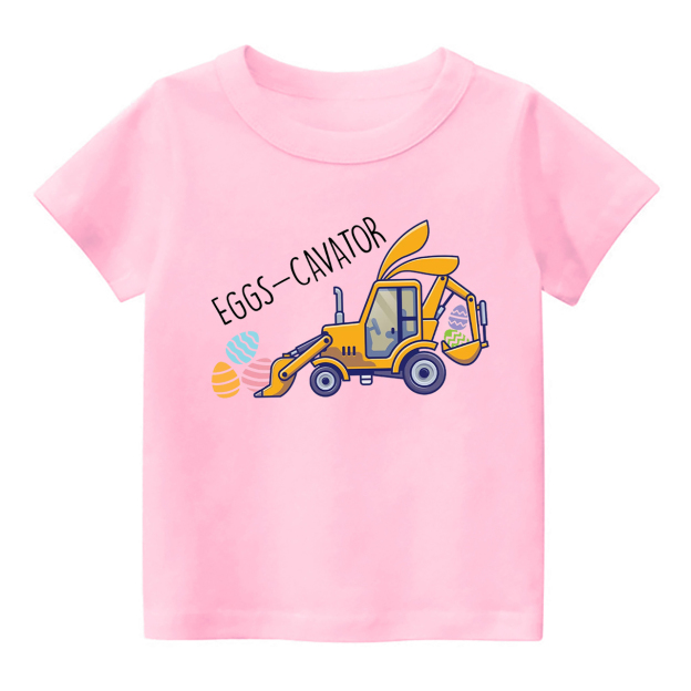 Eggs-Cavator Funny Easter Day Kids T-Shirt