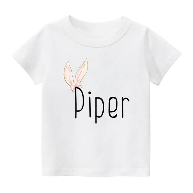 Personalized Girl Raglan Easter Bunny Kids T-Shirt