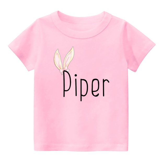 Personalized Girl Raglan Easter Bunny Kids T-Shirt