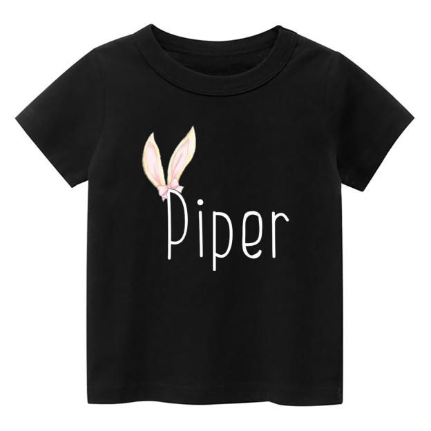 Personalized Girl Raglan Easter Bunny Kids T-Shirt