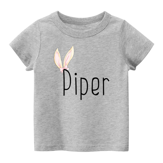 Personalized Girl Raglan Easter Bunny Kids T-Shirt
