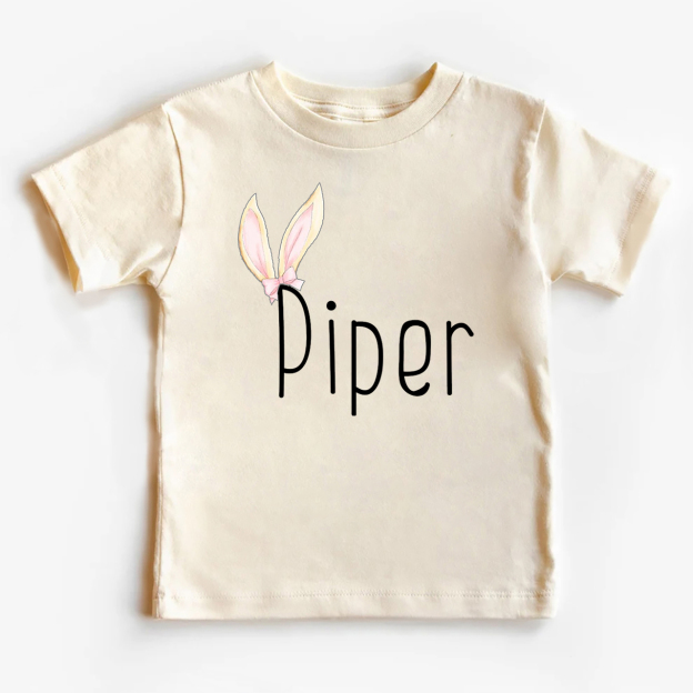 Personalized Girl Raglan Easter Bunny Kids T-Shirt