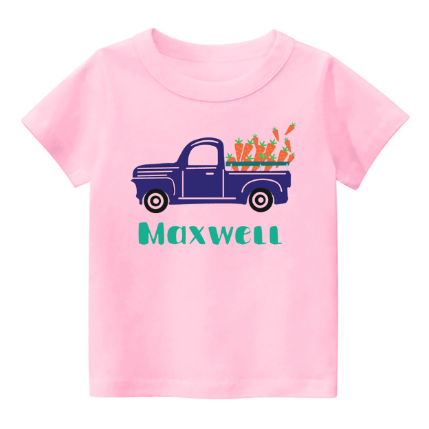 Personalized Vintage Carrot Truck Kids T-Shirt