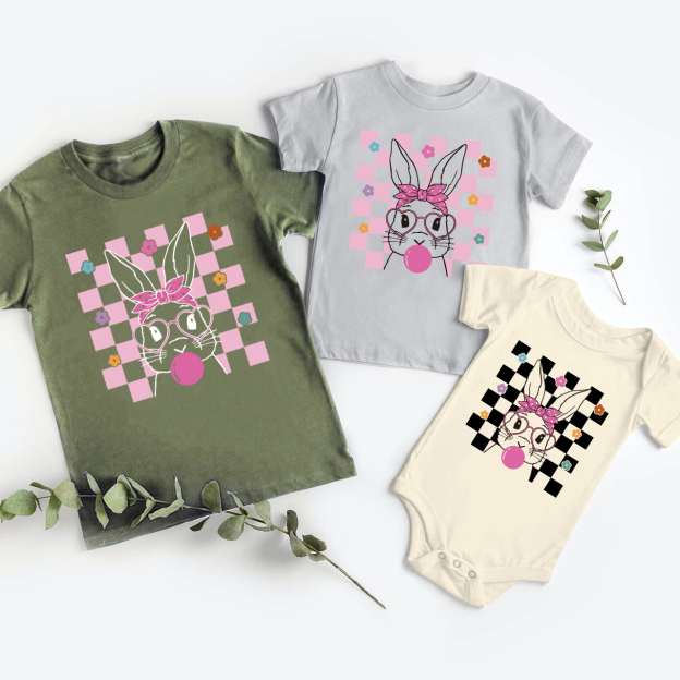 Cute Bunny With Bandana Glasses Bubblegum For Easter Day