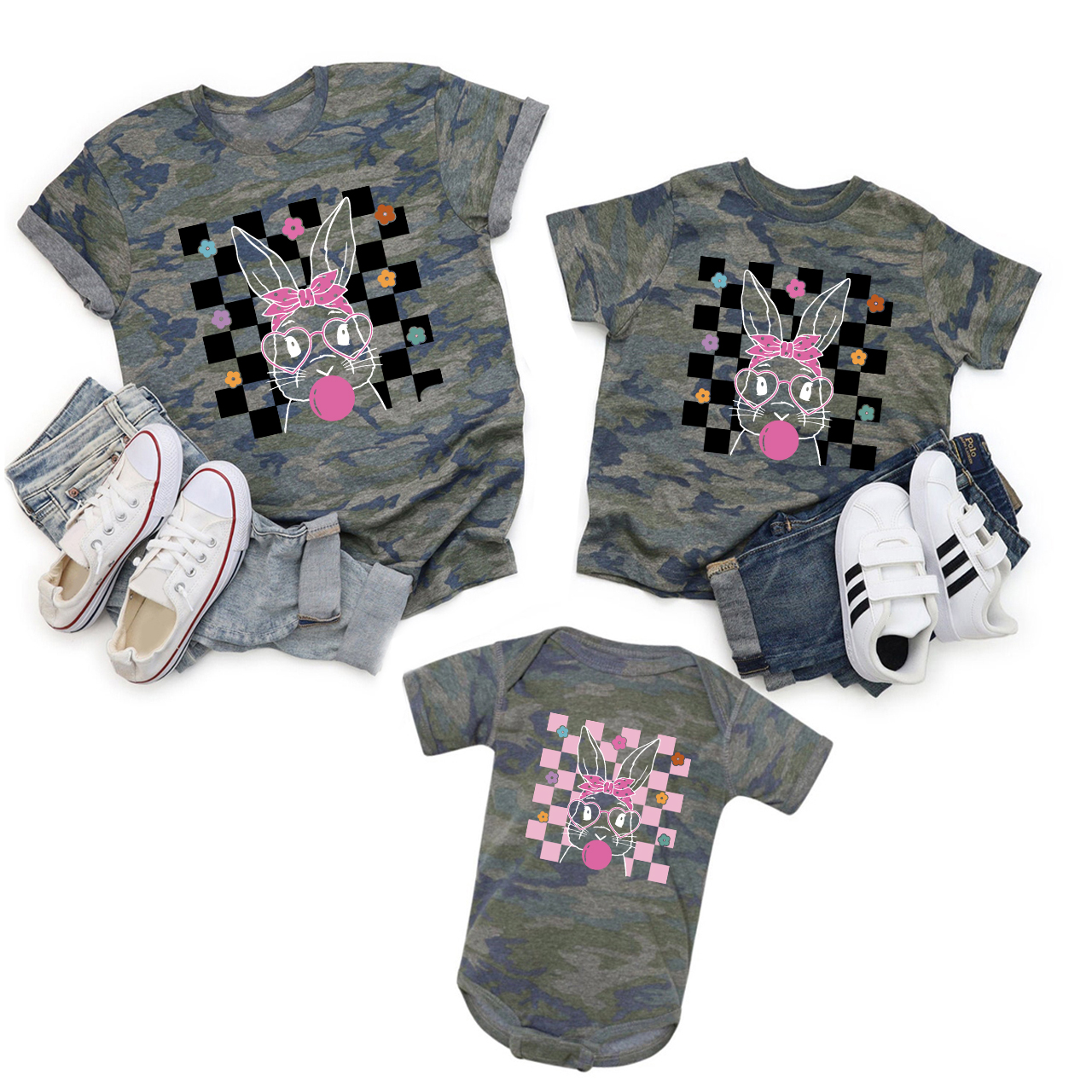 Cute Bunny With Bandana Glasses Bubblegum For Easter Day